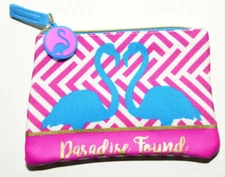 FLAMINGO Pair "Paradise Found" Zippered Pouch w/Charm 