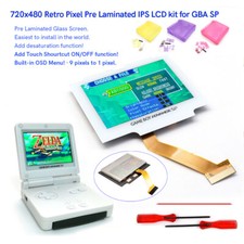 White Pre-Laminated V5 IPS LCD Screen For Gameboy Advance SP No Solder W/Shell