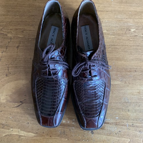 Stacy Adams Genuine Snake Skin Brown Apron Toe Oxfords Mens 8 M - Picture 8 of 12