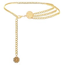 Multilayer Metal Waist Chain Belt for Women, Adjustable Women Long Belt Body ...