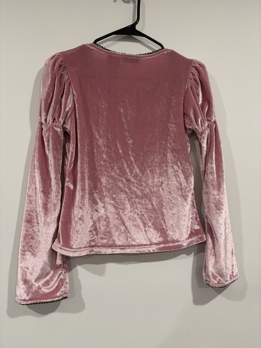 Vintage Girls Mary-Kate and Ashley Pink Velvet Bubble Sleeve Shirt 7/8 - Picture 4 of 4