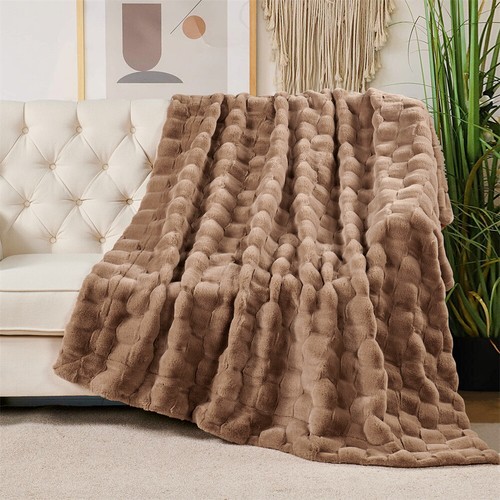 Brick Faux Fur Throw Blanket Luxurious Soft Reversible Micromink Blanket Gift - Picture 48 of 89