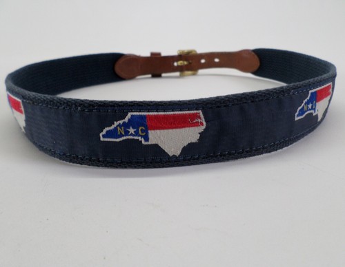 Leather Man Ltd Belt 26 28 North Carolina State Ribbon Blue - Picture 5 of 9