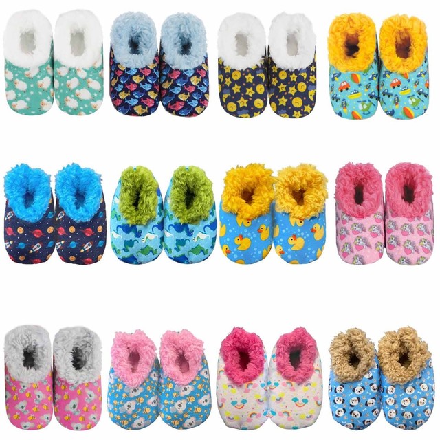 SLUMBIES - Printed Designs - Kids Baby Soft Slippers Socks - Non-Slip Grip SLUMBIES - Printed Designs - Kids Baby Soft Slippers Socks - Non-Slip Grip