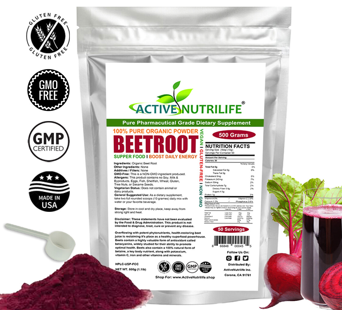 Organic Beet Root Powder Raw Non GMO Pure Beta Vulgaris