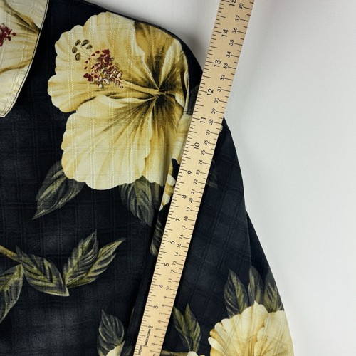 Camisa Hawaiana Tommy Bahama Para Hombre Grande L Seda Negra Manga Corta Aloha Floral - Imagen 6 de 6