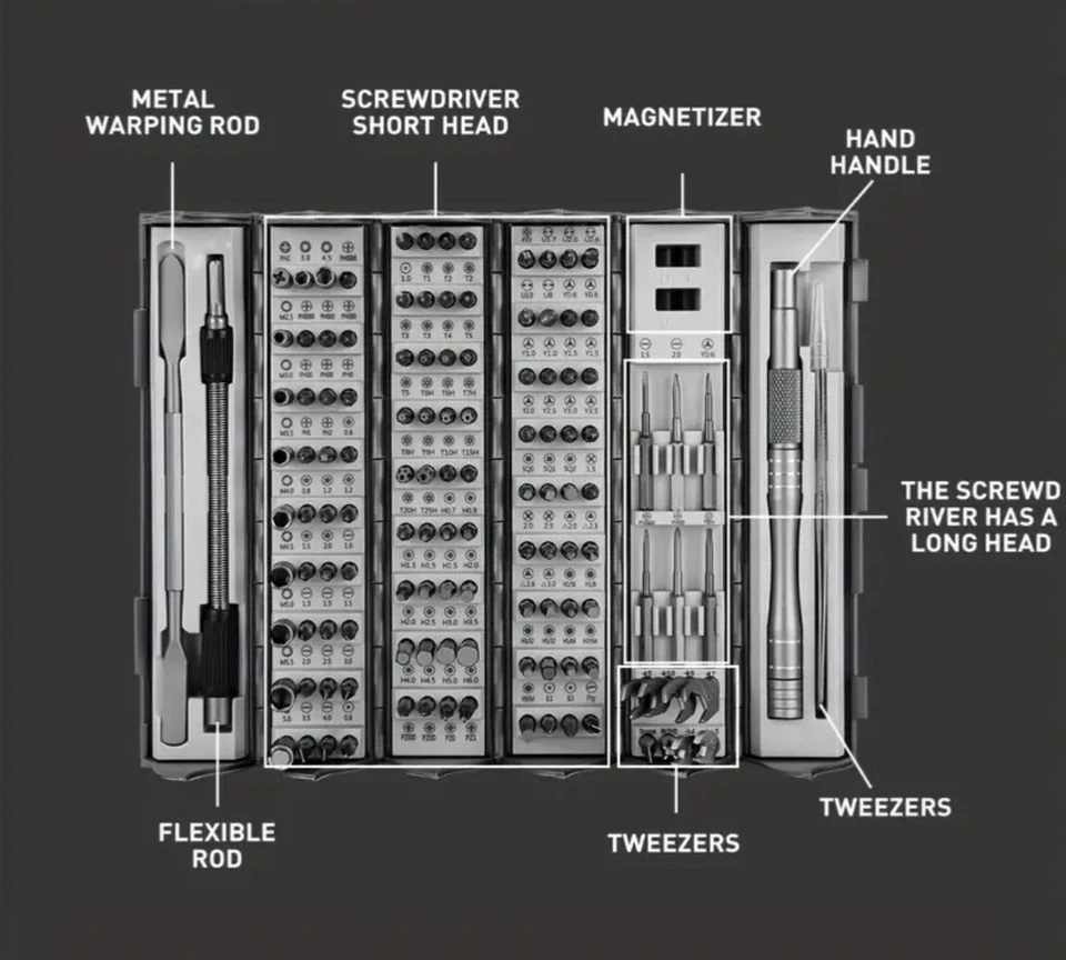 128 in 1 Precision Screwdriver Set Magnetic Bit Kit Multi-Function Stainless - Image 4 of 4