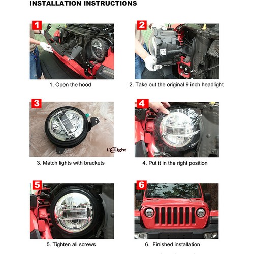 Chrome LED Halo Headlights for Jeep 2018+ Wrangler JL Gladiator w/ High/Low DRL - Bild 10 von 13