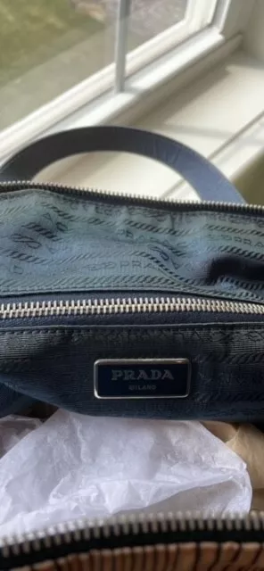 VINTAGE - Prada Logo Plate Stripe 2 Way Shoulder Bag Tote