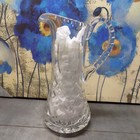 Vtg Cut Glass Lead Crystal Water Pitcher Vase Diamond Pattern Art Deco 11.5"tall