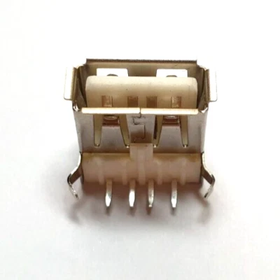 Type A USB Socket - USB Jack - PCB Mount - Silver / Black - 5 Pin - UK Free P&P - Image 1 of 4