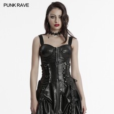 Punk Rave Women Black Gothic Punk Faux Leather Versatile Corset Waistband