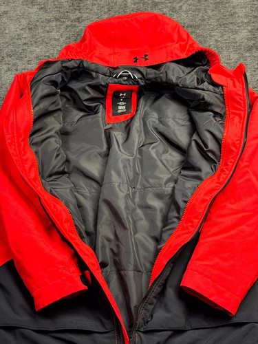 Under Armour Boys ColdGear Jacket Youth Large Red Black Hooded Storm - Picture 7 of 15
