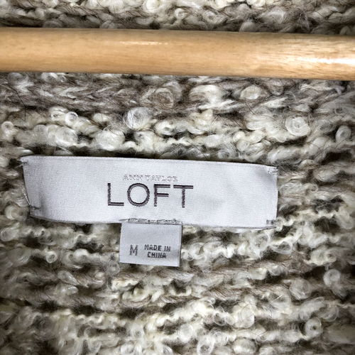 Ann Taylor Loft cardigan sweater Womens Medium Tan Wool Mohair Alpaca Blend Open - Picture 11 of 17