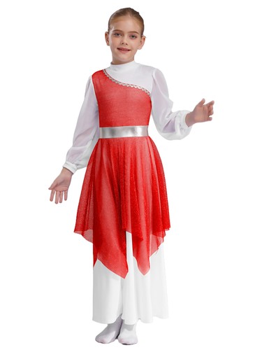 Girls Robe Stage Performance Dress Liturgical Dancewear Dance Worship Modern - Picture 38 of 92