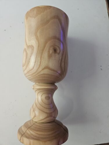 Vintage Hand Turned Large Wooden Goblet Chalice 8.5” Renaissance Festival USA