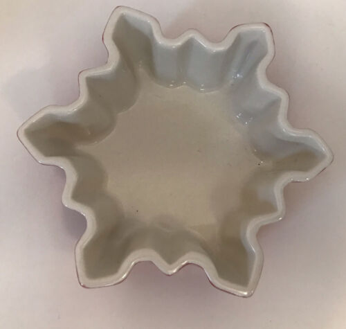 Crate & Barrel Red Snowflake Shape Bowl Dish Ceramic Ramekin Winter Christmas - Picture 2 of 3
