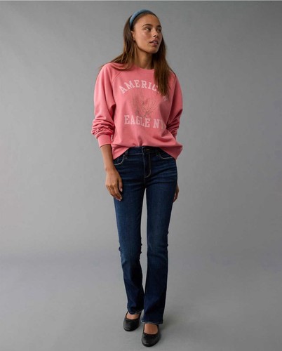 American Eagle Women’s Funday Oversized Sweatshirt Color Coral Size XL - Picture 2 of 5