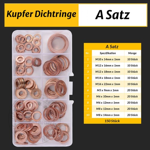 Kupfer Dichtringe Kupferdichtringe Form A DIN7603 Kfz Cu Ringe Ölablassdichtung - Bild 6 von 130