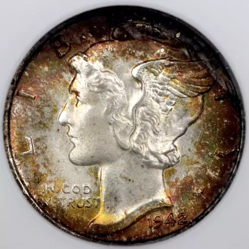 1942 10c Mercury Dime - NGC MS 67 Nicely Toned