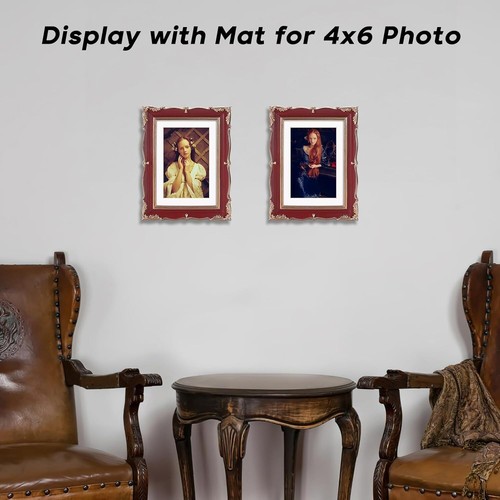 Vintage Style Frame for 5x7 Picture - Ornate Retro Frame with Mat for 4x6 Photo - Picture 3 of 8