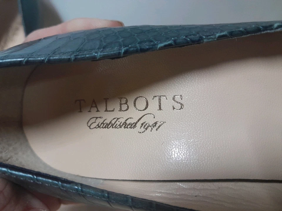 Talbots Cuero Sombra Gris Piel de Reptil Estampado Punta Tacones Bomba 8 1/2 B Foto 3 de 4