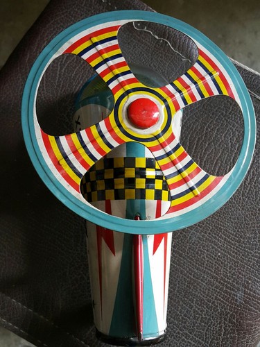 VINTAGE HELICOPTER SPACE TOY XZ-7 FOREIGN RARE LOGO TIN FRICTION ATC ASAHI JAPAN - Picture 2 of 12