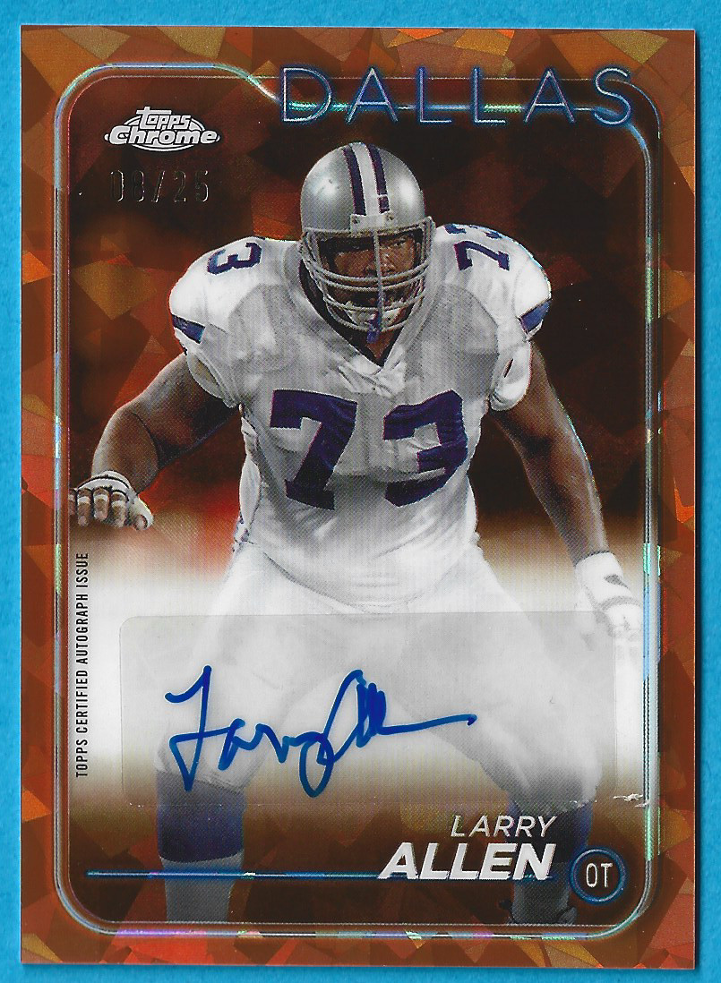 2024 Topps Chrome Sapphire Football Larry Allen Orange Refractor Auto 08/25