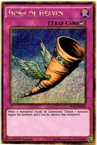 3 x Horn of Heaven - PGL3-EN034 - Gold Secret Rare - 1st Edition Near Mint, Engl