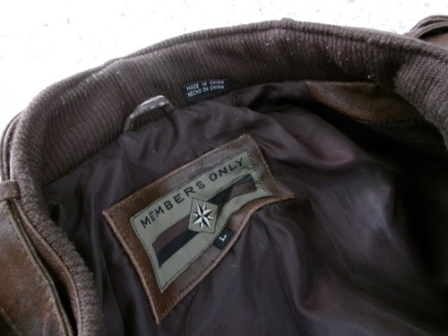 Chaqueta Bomber De Colección Años 80 Solo Miembros Para Hombre Cuero Marrón Talla L Grande - Imagen 10 de 17