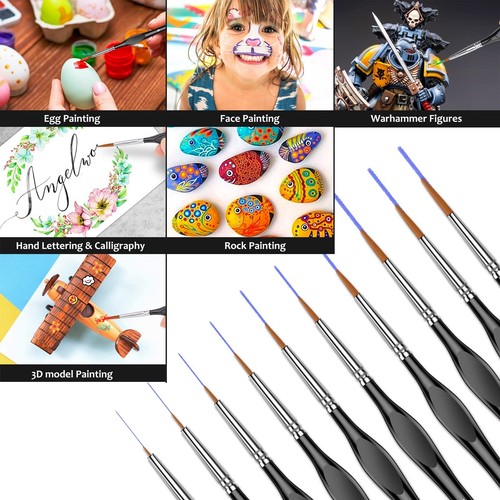 Set of 10 small brushes with triangular handles for acrylic and watercolor - Picture 4 of 6