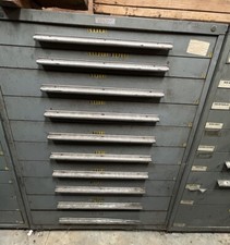 Industrial Tool Cabinet 10 Drawers 61"H 28"D 43"W Electrical Supply W/ Contents