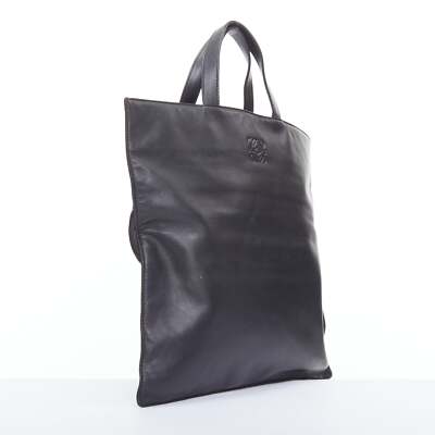 LOEWE Vintage black anagram logo soft leather square tote