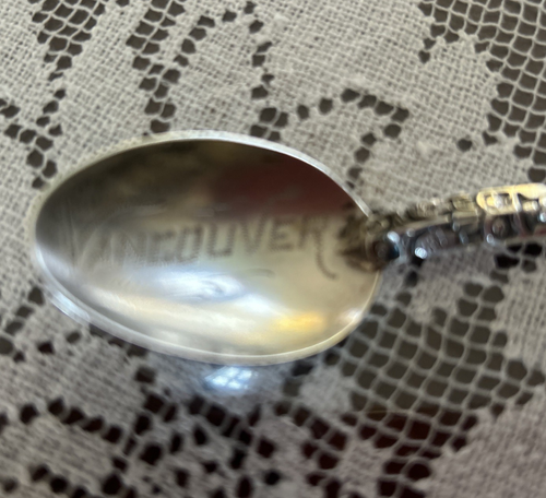 Cuchara de plata esterlina de colección, cuenco "Vancouver", BC, logotipo, ¡mango de tótem! - Imagen 4 de 5
