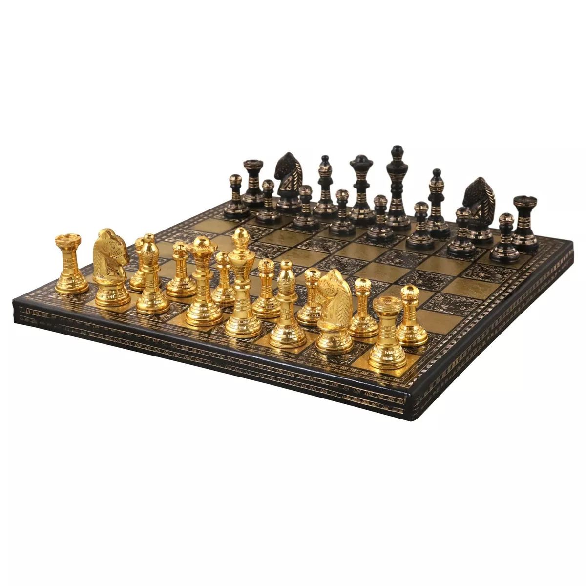 12 Metal Luxury Chess Pieces & Board Set Staunton 