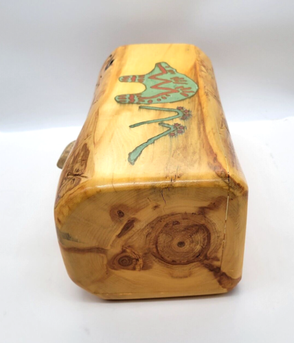 "Bosco di legno con cassetto scolpito a mano e dipinto a mano cabina rustica 12,5 x 6 x 5,5" - Foto 3 di 8
