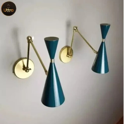 Par de apliques de pared azul Sputnik Mid Cen años 50 luz regalo italiano - Imagen 4 de 5