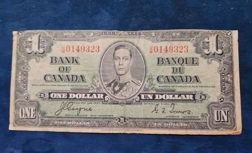 1937 Canadian 1 Dollar Note (Off Cut Error) - Picture 1 of 2