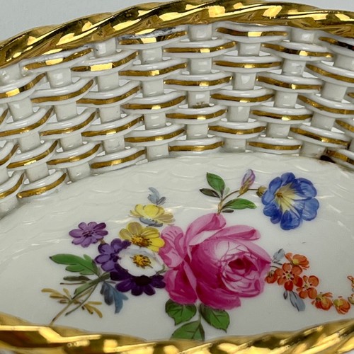MEISSEN Gilded Basketweave Braided Bowl Flower Bouquet Dish Lot Victorian 1890 - Picture 12 of 24