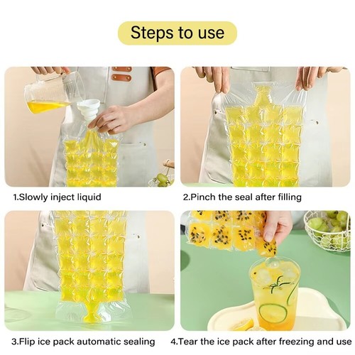 10PCS Edible Frozen Ice Cube Bags Portable Ice Mould DIY Drinking - Picture 3 of 12
