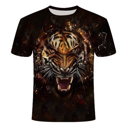 3D Printed Cartoon Lion T-Shirt for Men and Women, Short Sleeve Round Neck Polye - Picture 42 of 77