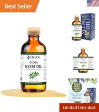 Organic Neem Oil 8oz - Pure, Cold Pressed  Chemical-Free Hair  Skin Elixir