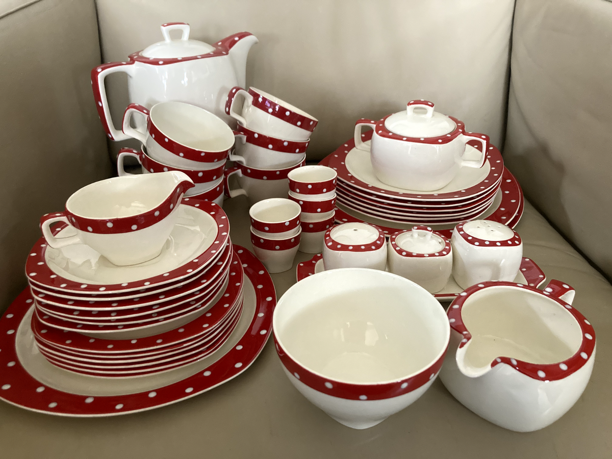 Pottery Red Polka Dot Dishes Spode Baking Days Red Polka Dot Pc