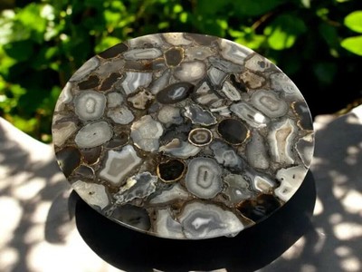 Natural Agate Stone Side Round Coffee Table Top Agate Center Table Top Decor Art
