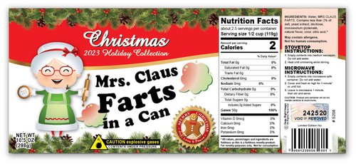 FUNNY CHRISTMAS Soup Chili Fart Can Labels STOCKING STUFFER Joke Gag Gift Santa - Picture 15 of 33