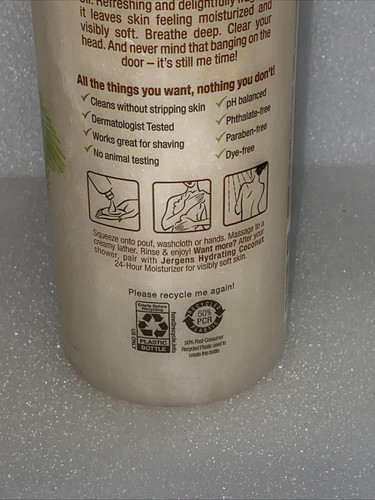 Jabón corporal hidratante de coco Jergens, crema hidratante, limpiador, sin parabenos 22 oz. - Imagen 8 de 8