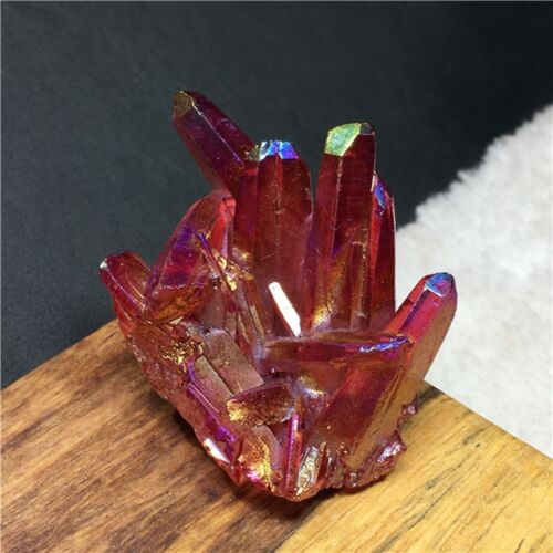 100g natürliche Aura rot Titan Quarz Kristall Cluster Geode druzy Probe Reiki - Bild 7 von 20