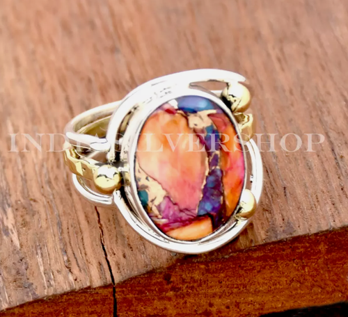Kingsmen Pink Dahlia Turquoise Sterling Silver Cocktail Band For Her - Picture 5 of 5
