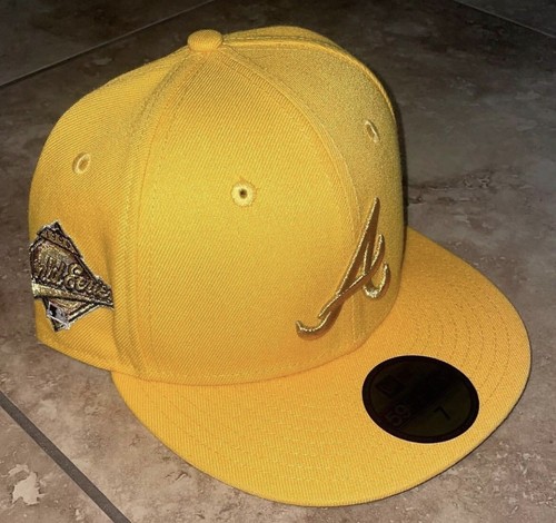 Hat Club Exclusive Atlanta Braves Olympic pack Yellow Gray UV Size 7 New Era Cap