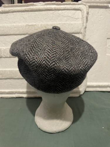 VINTAGE KANGOL Driving Cap Mens Harris Tweed Herringbone Wool UK Peaky MEDIUM - Picture 5 of 5